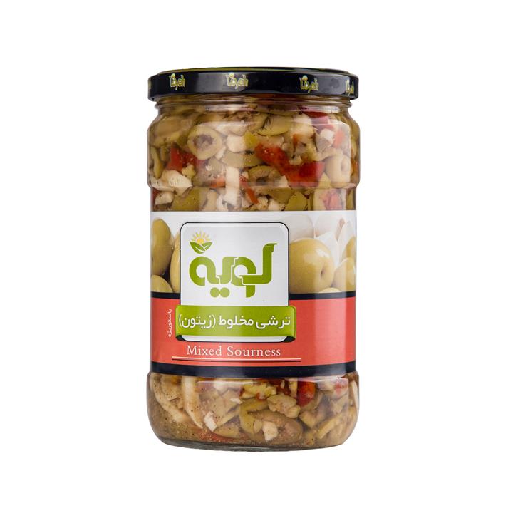 ترشی مخلوط زیتون لویه مقدار ۶۵۰ گرم